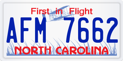 NC license plate AFM7662