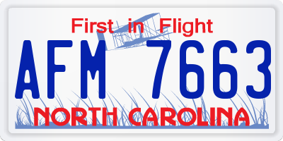 NC license plate AFM7663