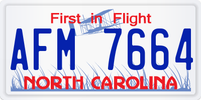 NC license plate AFM7664