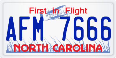 NC license plate AFM7666