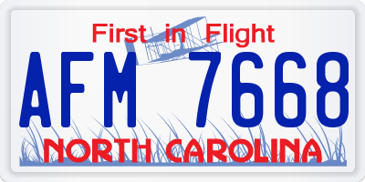NC license plate AFM7668
