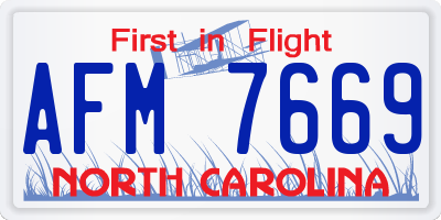 NC license plate AFM7669