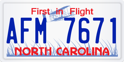 NC license plate AFM7671