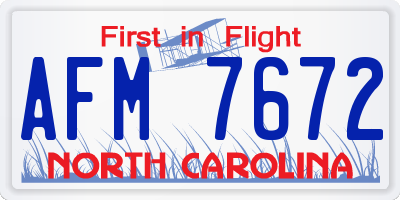 NC license plate AFM7672