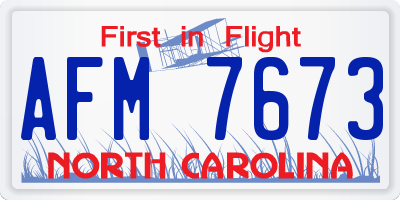 NC license plate AFM7673