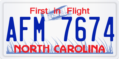 NC license plate AFM7674