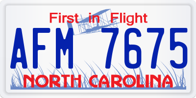 NC license plate AFM7675