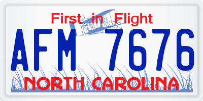 NC license plate AFM7676