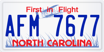 NC license plate AFM7677