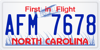 NC license plate AFM7678