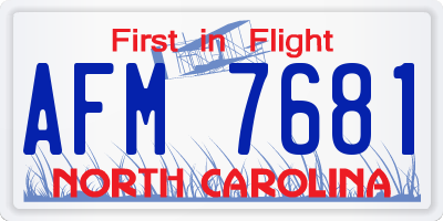 NC license plate AFM7681