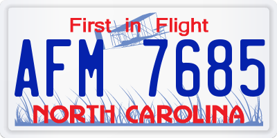 NC license plate AFM7685
