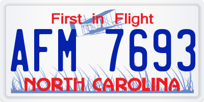 NC license plate AFM7693