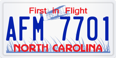 NC license plate AFM7701