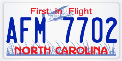 NC license plate AFM7702