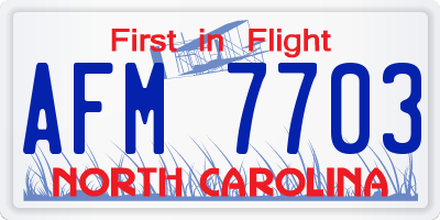 NC license plate AFM7703