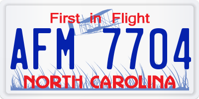 NC license plate AFM7704