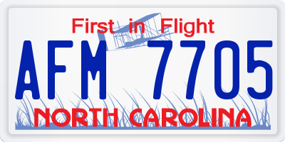 NC license plate AFM7705