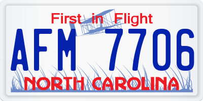 NC license plate AFM7706