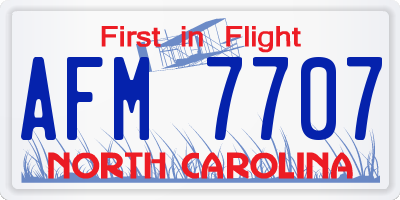 NC license plate AFM7707