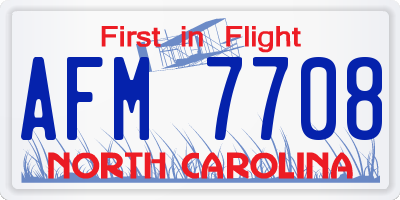 NC license plate AFM7708