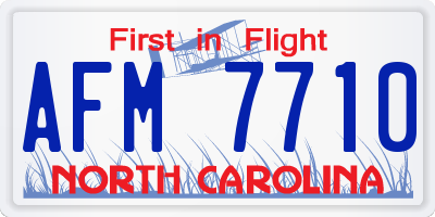 NC license plate AFM7710