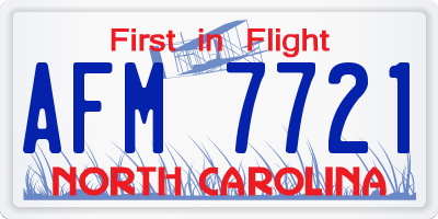 NC license plate AFM7721