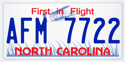 NC license plate AFM7722