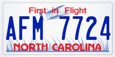 NC license plate AFM7724