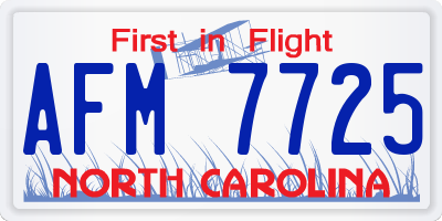 NC license plate AFM7725