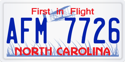 NC license plate AFM7726