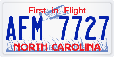 NC license plate AFM7727