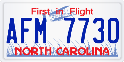 NC license plate AFM7730