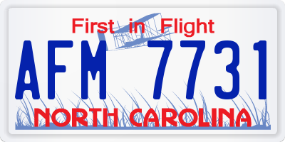 NC license plate AFM7731
