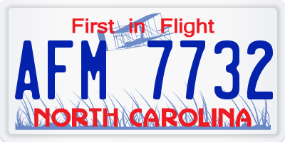 NC license plate AFM7732