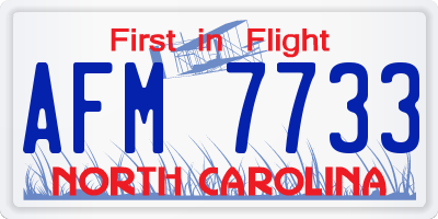 NC license plate AFM7733