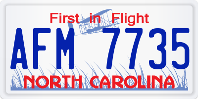 NC license plate AFM7735