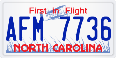 NC license plate AFM7736