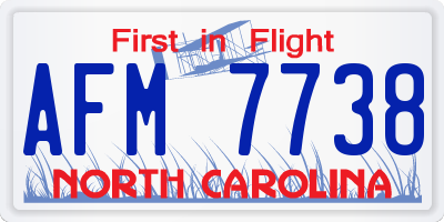 NC license plate AFM7738