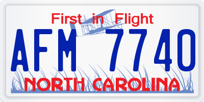 NC license plate AFM7740