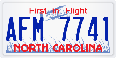 NC license plate AFM7741