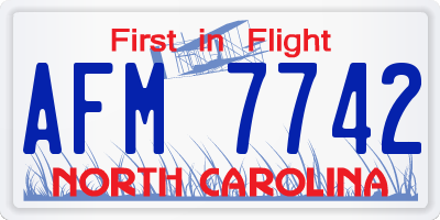 NC license plate AFM7742