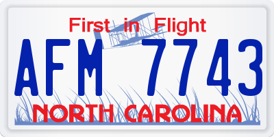 NC license plate AFM7743
