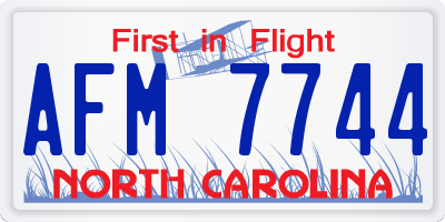 NC license plate AFM7744