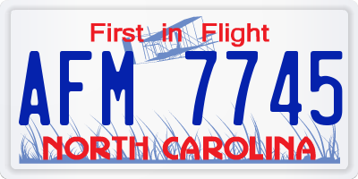 NC license plate AFM7745