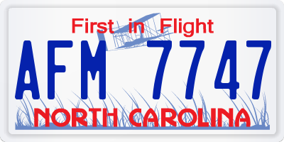 NC license plate AFM7747