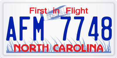 NC license plate AFM7748