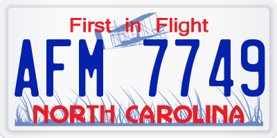 NC license plate AFM7749