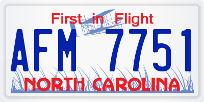 NC license plate AFM7751