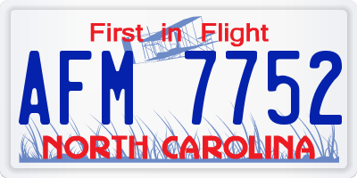 NC license plate AFM7752